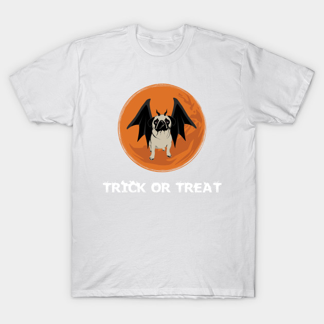 Trick or Treat Halloween Funny Pug Design for Dog Lovers T-Shirt-TOZ